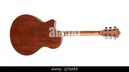 chemin de guitare acoustique isolé sur blanc Banque D'Images