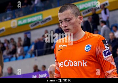 GENK, BELGIQUE - 10 MAI : gardien de but Tobe Leysen de KRC Genk avant le match Jupiler Pro League - Europe Playoffs match entre KRC Genk et Sporting Charleroi à Cegeka Arena le 10 mai 2022 à Genk, Belgique (photo de Jeroen Meuwsen/Orange Pictures) Banque D'Images