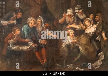 Peinture de la progression du Rake intitulée 'la prison' par William Hogarth Banque D'Images