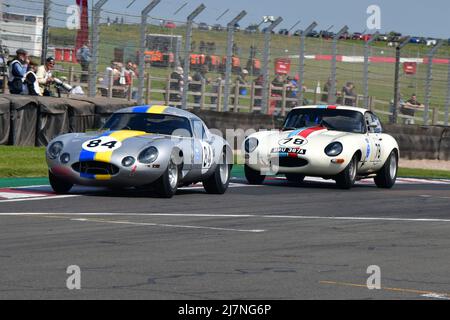 Rick Willmott, Jaguar E-Type, Danny Winstanley, Jaguar E-Type, Jaguar Classic Challenge pour les voitures Jaguar d'avant 1966, une course de soixante minutes avec l'option Banque D'Images