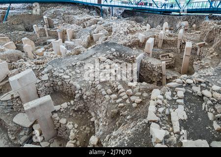 Göbekli Tepe (Gobeklitepe en anglais), un site archéologique néolithique près de la ville de Sanliurfa en Turquie. C'est le plus ancien temple connu du monde Banque D'Images