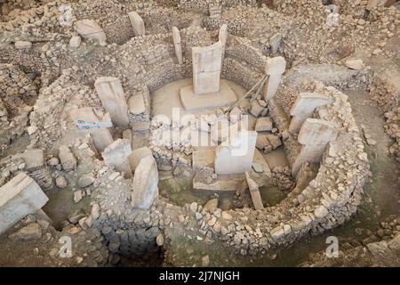 Göbekli Tepe (Gobeklitepe en anglais), un site archéologique néolithique près de la ville de Sanliurfa en Turquie. C'est le plus ancien temple connu du monde Banque D'Images