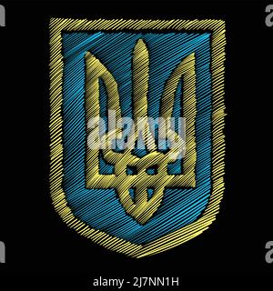 Ukraine emblème vectoriel de l'Ukraine trident couleur jaune bleu symbole national de l'Ukraine et de l'armée ukrainienne la plus forte au monde Illustration de Vecteur