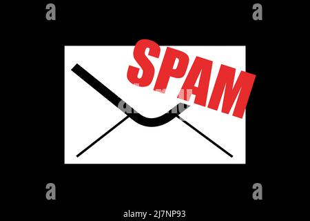 Filtre anti-spam - le spam et les messages électroniques non sollicités, le courrier, les e-mails et les e-mails sont détectés et étiquetés comme non demandés, indésirables. L'illustration vectorielle est Banque D'Images