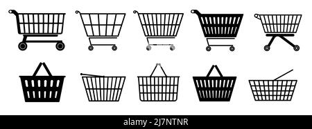 Ensemble de paniers d'achats et icônes de paniers d'achats pour le Web ou autre design. Illustration de Vecteur