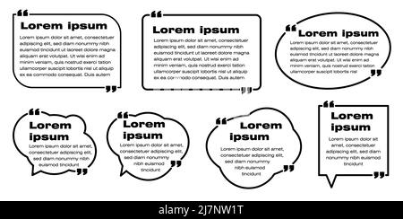 Ensemble de cadres de guillemets. Envoi de SMS à des zones de devis pour votre conception. Illustration de Vecteur