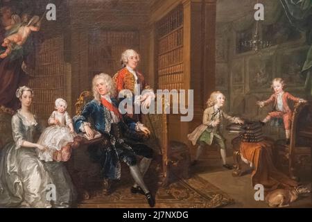 Peinture intitulée 'la famille Cholmondeley' par William Hogarth en date de 1732 Banque D'Images