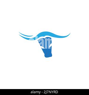 Tête de taureau isolée sur blanc, vecteur de logo Banque D'Images
