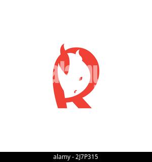 Lettre R logo rhino vecteur monoline Banque D'Images
