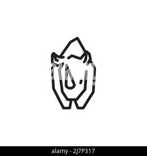 Lettre R logo rhino vecteur monoline Banque D'Images