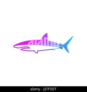 Logo Shark de couleur sur fond blanc Banque D'Images