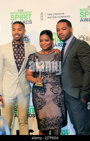 LOS ANGELES - 1 MARS : Michael B Jordan, Octavia Spencer, Ryan Coogan au film Independent Spirit Awards à Tent on the Beach le 1 mars 2014 à Santa Monica, CA Banque D'Images