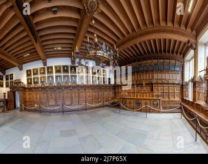 Muenster, Allemagne - 30 avril 2022: Vue panoramique sur la salle Friedenssaal - engl: Salle de la paix - où la paix de westphalie a été signée dans le medi Banque D'Images