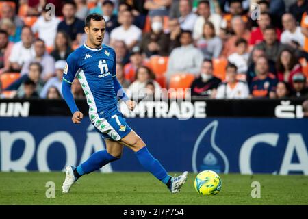 Juan Miguel Jimnez, Juanmi de Real Betis pendant le match de la Liga entre Valencia CF et Real Betis Balompie. Photo de Jose Miguel Fernandez /Alamy Live News ) Banque D'Images