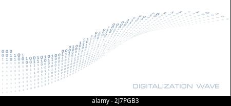 Vague de numérisation. Ligne courbe de 1 et de 0. Graphiques vectoriels numériques Illustration de Vecteur