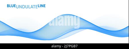 Résumé bleu ondulée ligne ondulée transparente sur fond blanc. Graphismes vectoriels subtils Illustration de Vecteur