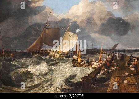 Peinture intitulée 'Calais Pier:an English Packet arrivant' par Joseph Malbord William Turner en date de 1803 Banque D'Images