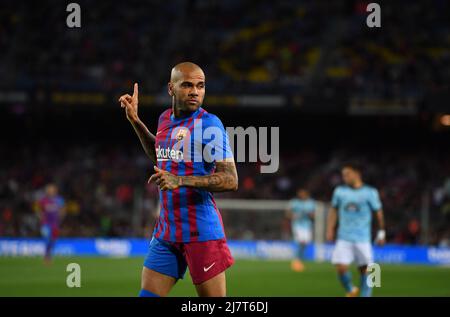 Barcelone, Espagne, 10/05/2022, FC BARCELONE/RC CELTA Barcelone, Espagne.10 mai 2022. Dani Alves (8) du FC Barcelone pendant le match espagnol de la Liga entre le FC Barcelone et le RC Celta au stade Camp Nou. Banque D'Images