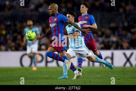 Barcelone, Espagne, 10/05/2022, FC BARCELONE/RC CELTA Barcelone, Espagne.10 mai 2022. Dani Alves (8) du FC Barcelone pendant le match espagnol de la Liga entre le FC Barcelone et le RC Celta au stade Camp Nou. Banque D'Images