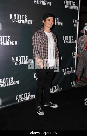 LOS ANGELES - octobre 3 : Tyler Blackburn à la Knott's Scary Farm Celebrity ouverture de VIP à Knott's Berry Farm le 3 octobre 2014 à Buena Park, Californie Banque D'Images