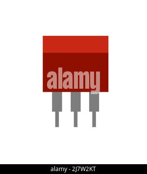 Transistor à trois contacts. Élément du circuit radio. Objet isolé sur fond blanc. Détails de l'électronique. Vecteur. Illustration de Vecteur