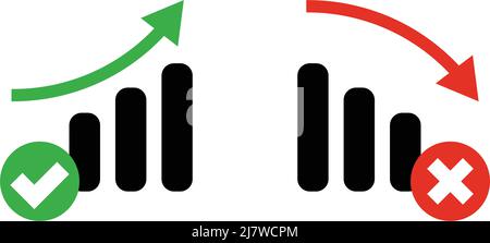 Ensemble d'icônes pour les graphiques à barres de réussite et d'échec. Vecteur modifiable. Illustration de Vecteur