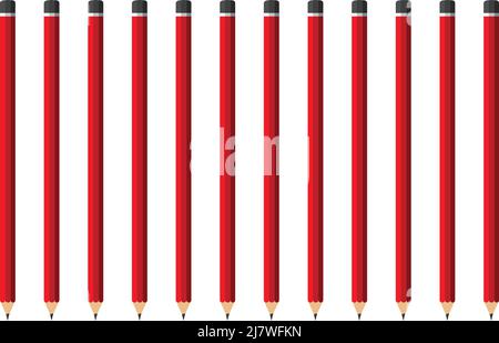 douze crayons rouges sur fond blanc Illustration de Vecteur