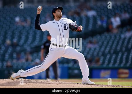 DETROIT, mi - 10 MAI : le lanceur Alex Faedo (49) des Tigers de Détroit affronte les Oakland Athletics au Comerica Park le 10 mai 2022 à Detroit, Michigan. (Joe Robbins/image du sport) Banque D'Images