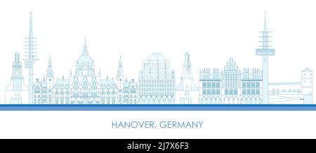 Outline Skyline panorama de la ville de Hanovre, Allemagne - illustration vectorielle Illustration de Vecteur