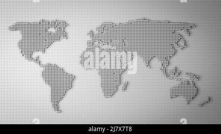 arrière-plan de la carte du monde de 3d pixels. Des points numériques dans la forme de la terre mondiale. . Illustration 3D de haute qualité Banque D'Images