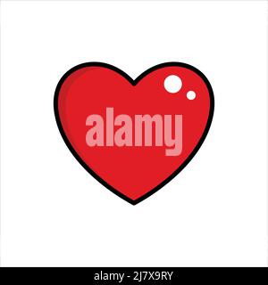 Vecteur cœur rouge isolé sur fond blanc. Icône en forme de coeur dans un design plat. Cœur rouge Doodle. Illustration de Vecteur