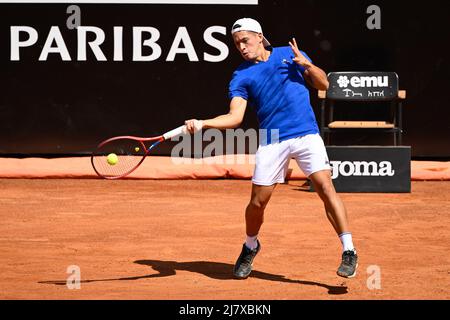 Rome, Italie, 11 mai 2022, Sebastian Baez (ARG) lors du premier tour contre Alexander Zverev (GER) du tournoi ATP Master 1000 Internazionali BNL d'Italia à Foro Italico le 11 mai 2022 Banque D'Images