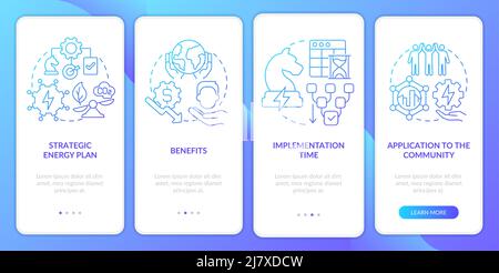 Écran d'application mobile d'intégration à gradient bleu de stratégie énergétique robuste Illustration de Vecteur