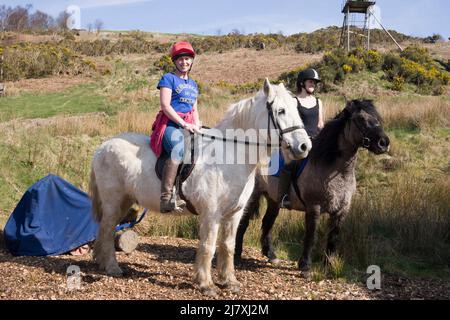 Randonnée poney, Shandon, Argyll, Écosse Banque D'Images