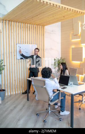 Superviseur analysant les données de l'entreprise pendant la présentation Banque D'Images