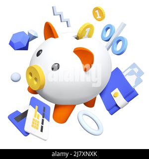 Argent et investissements - moderne réaliste 3D illustration Banque D'Images