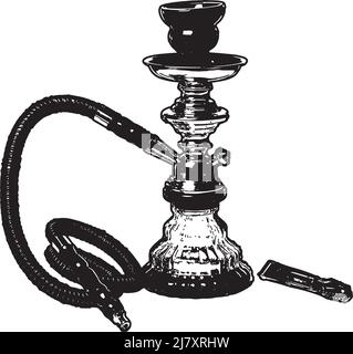 shisha noir et blanc esquisse art image Illustration de Vecteur