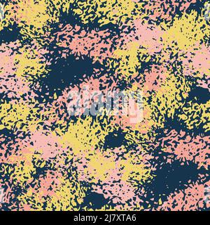 Motif vectoriel sans couture abstrait effet peinture par pulvérisation. Gros grincement sur fond bleu-jaune rose pâle. Éclaboussures texturées diagonales Illustration de Vecteur
