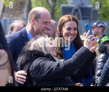 Le duc et la duchesse de Cambridge lors d'une visite au Groupe Wheatley à Glasgow, pour entendre parler des défis de l'itinérance en Écosse. Date de la photo: Mercredi 11 mai 2022. Banque D'Images