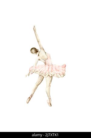 Ballerine de danse aquarelle en rose Banque D'Images