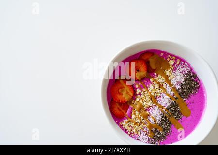 Santé Pitaya Raspberry Bowl Smoothie petit déjeuner Banque D'Images