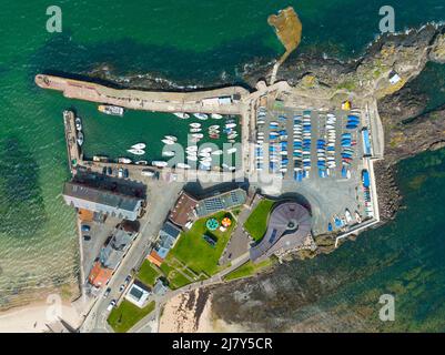 Vue aérienne du port de North Berwick à East Lothian, Écosse, Royaume-Uni Banque D'Images