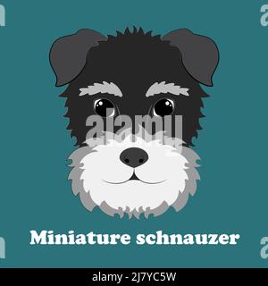 Schnauzer miniature. Imprimé avec un joli chiot de dessin animé Illustration de Vecteur