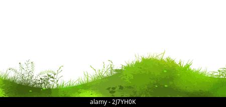 Fond vert collines vecteur.Paysage naturel écologique réaliste.Herbe et plantes Illustration de Vecteur