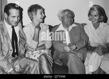 Newman, Woodward, Ben-Gurion et Saint, 1960 Banque D'Images