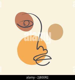 Femme abstraite face un dessin de ligne Illustration de Vecteur