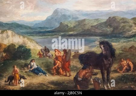 Peinture intitulée "Ovid parmi les Scythiens" par l'artiste français Eugene Delacroix en date de 1859 Banque D'Images