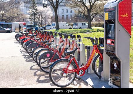 Quai Bikeshare de la capitale à Washington DC Banque D'Images