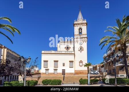 Façade de l'Iglesia de San Pedro (St. L'église de Pierre), à Huelva, Andalousie, Espagne Banque D'Images