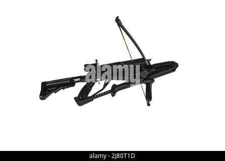 Un noeud croisé moderne isole sur un fond blanc. Arme silencieuse pour la chasse et le sport. Banque D'Images
